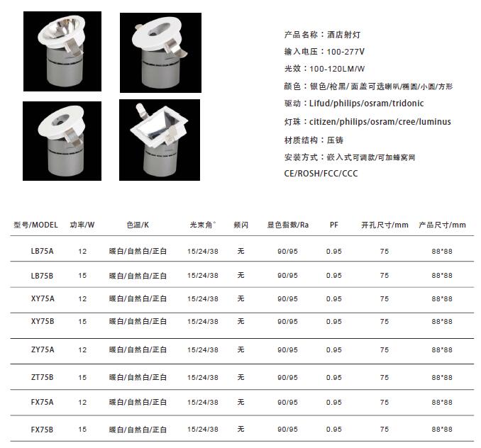 酒店射灯洗墙灯
